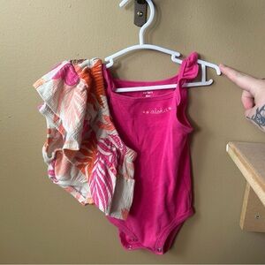 Carter's Fuchsia Aloha Bodysuit with Tropical Print Skirt